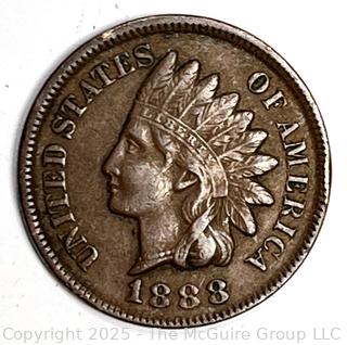 1888 Indian Head One Cent Penny Coin 