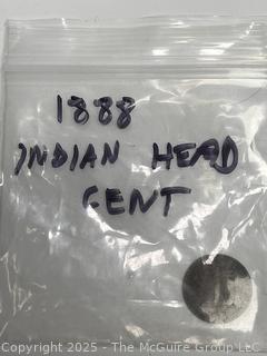 1888 Indian Head One Cent Penny Coin 