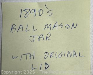 1890 Glass Ball Mason Jar With Original Lid