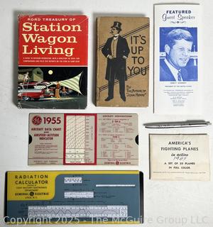 Group Ephemera Including JFK, Agnew, Planes, Card Gauges, Calculator, Etc