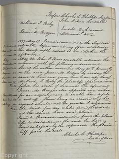Leather with Marbled Boards Handwritten Proceedings Ledger from Bridgeton, N.J. 