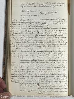 Leather with Marbled Boards Handwritten Proceedings Ledger from Bridgeton, N.J. 