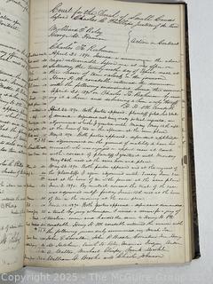 Leather with Marbled Boards Handwritten Proceedings Ledger from Bridgeton, N.J. 