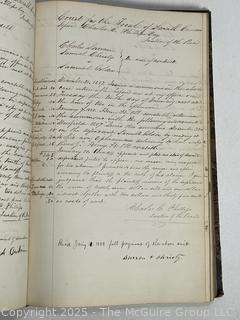 Leather with Marbled Boards Handwritten Proceedings Ledger from Bridgeton, N.J. 
