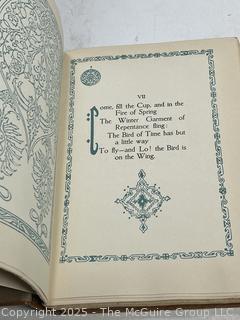 Tooled Leather Rubaiyat of Omar Khayyam Edward Fitzgerald presented by Willy Pogany 1900 Book.