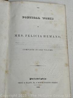 Leather Bound with Gilt Decoration 1836 The Poetical Works of Felicia Hemans Book 
