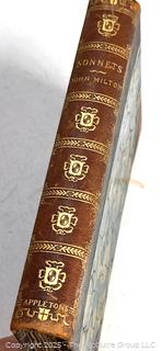 Leather with Marbled Boards, 1896 The Sonnets of John Milton by Mark Pattison Book.