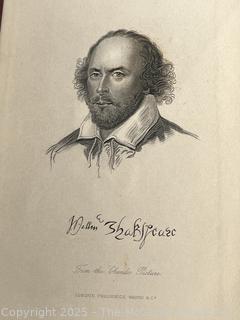 Gilt Decorated The Works of Shakespeare Portrait & Illustrations Book.
