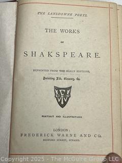 Gilt Decorated The Works of Shakespeare Portrait & Illustrations Book.
