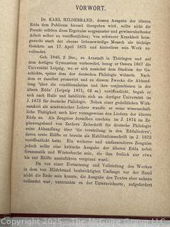 Red Leather Bound with Gilt Decoration Den Liedern der Edda (Saemundar Edda) by Karl Hilderbrand Book