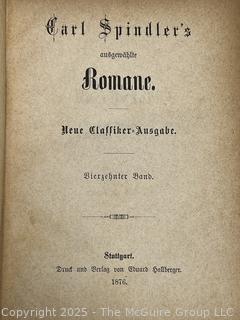Leather Bound 1876 Romane by Carl Spindler's Book. 