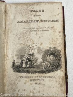 Leather with Marbled Boards 1829 Tales from American History Book. 
