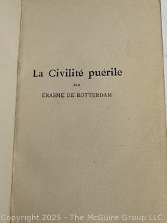 Leather With Marbled Boards 1877 De Civilitate Morum Puerilium by Erasmus Of Rotterdam
