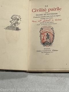 Leather With Marbled Boards 1877 De Civilitate Morum Puerilium by Erasmus Of Rotterdam