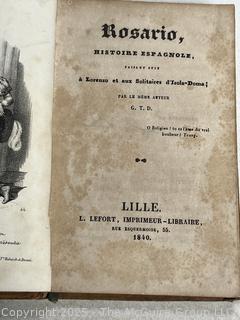 Leather Bound with Gilt Decoration Rosario, Histoire Espagnole, Lille, L. Lefort, 1840. 1st Edition Book. 
