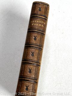 Tooled Leather Bound with Gilt Edge 1859 Poems by William Cullen Bryant Book. 