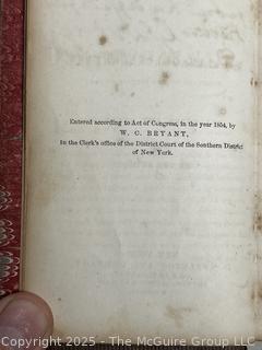 Tooled Leather Bound with Gilt Edge 1859 Poems by William Cullen Bryant Book. 