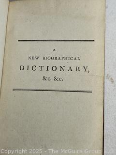Leather with Marbled Boards 1796 A New Biographical Dictionary Containing a Brief Account of the Lives and Writings by Stephen Jones Book