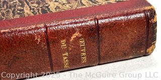 Red Leather with Marbled Boards 1824 Jerusalem Delivered by Tasso 2nd Printing Book. 