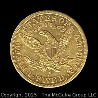 1886 (S) US Five Dollar Liberty Head Gold Coin