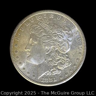 1881 (S) US One Dollar Morgan Head Silver coin (some luster)