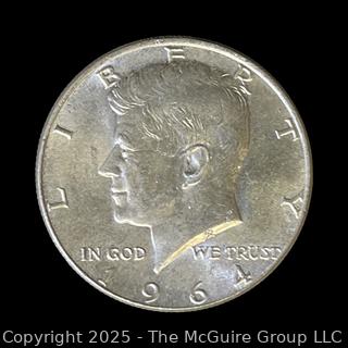 1964 US Kennedy Half Dollar Silver 50 cent coin (some luster)