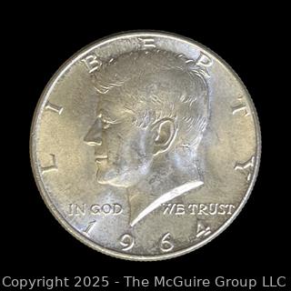 1964 US Kennedy Half Dollar Silver 50 cent coin (some luster)