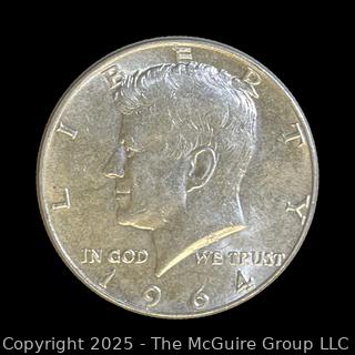 1964 US Kennedy Half Dollar Silver 50 cent coin (some luster)