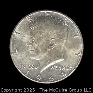1964 US Kennedy Half Dollar Silver 50 cent coin (some luster)