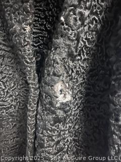 Women's Black Persian Lamb Mink Fur Collar Coat.  Some damage