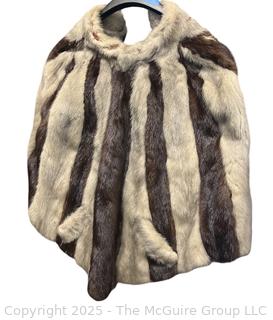 Mixed Mink Stripe Fur Cape Coat