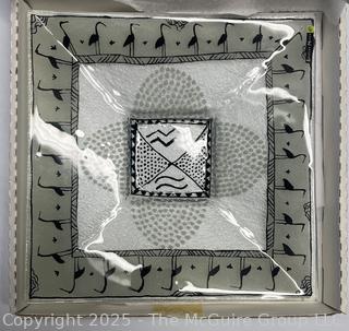 Peggy Karr Fused Glass Plate Platter in Box