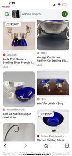 Four (4)  Silver Plate with Cobalt Blue Glass Liner Pedestal Salt Cellars and Matching Wine Coaster