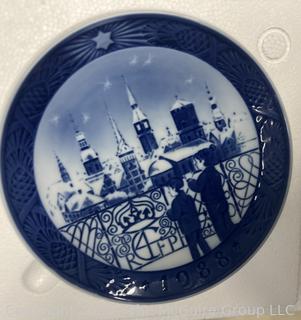 Royal Copenhagen Blue & White Porcelain Christmas Plates in Boxes 