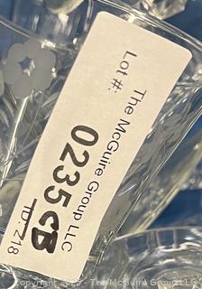 Set of Etched Clear Crystal Stemmed Glass Goblets
