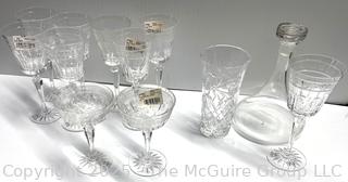 Set of Clear Crystal Glassware Including Wedgwood Monarch Goblets and Coupes