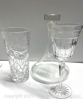 Set of Clear Crystal Glassware Including Wedgwood Monarch Goblets and Coupes