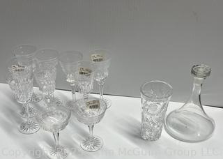 Set of Clear Crystal Glassware Including Wedgwood Monarch Goblets and Coupes