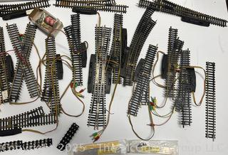 H-O Scale Model Toy Train Tracks and Switch Assortment