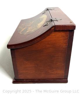 Hinged Wooden Storage Box with Pastoral Farmhouse Scene
