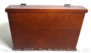 Hinged Wooden Storage Box with Pastoral Farmhouse Scene