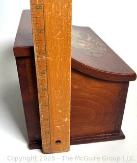 Hinged Wooden Storage Box with Pastoral Farmhouse Scene