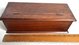 Primitive Wooden Candle Box with Hinged Lid