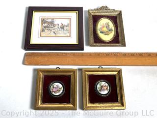 Set of Four (4) Framed Porcelain Wall Decor