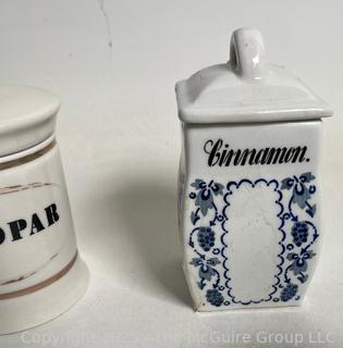 Ten (10) German Porcelain Spice Jars and Canisters. 