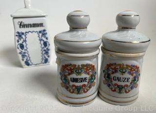 Ten (10) German Porcelain Spice Jars and Canisters. 