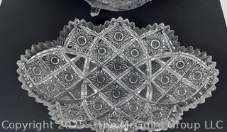 Two (2) Clear Cut Crystal Serving Bowls