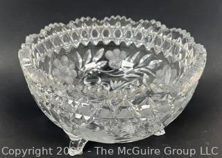 Two (2) Clear Cut Crystal Serving Bowls