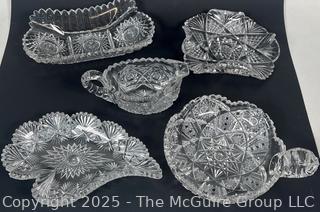 Five (5) Clear Cut Crystal Serving Bowls