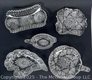Five (5) Clear Cut Crystal Serving Bowls